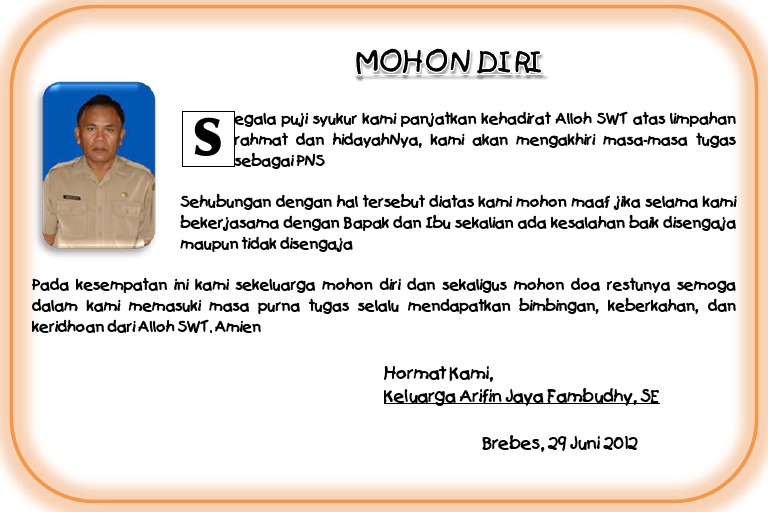 Kartu Ucapan Pensiun Pak Arifin