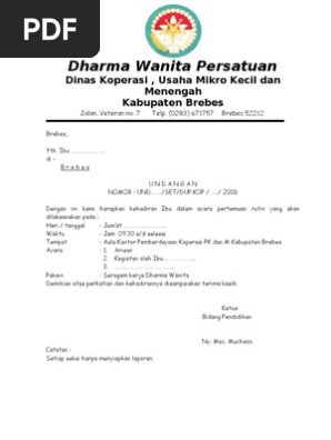 47 Koleksi Contoh Surat Undangan Arisan Dharma Wanita Gratis