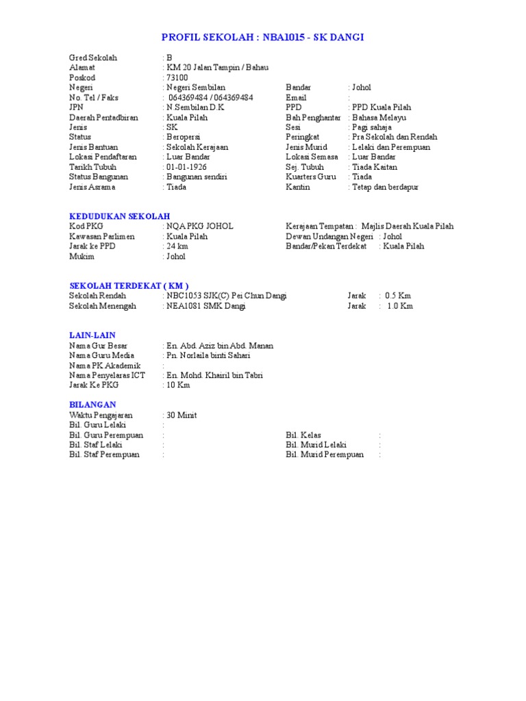 Profil Sekolah Pkg Johol Pdf