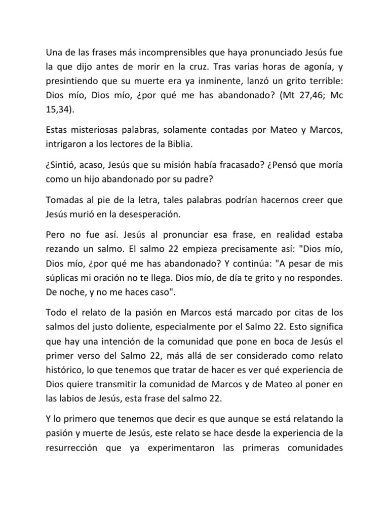 Reflexión sobre el abandono de Dios | PDF | La resurrección de Jesús |  Salmos, image size:768x1024