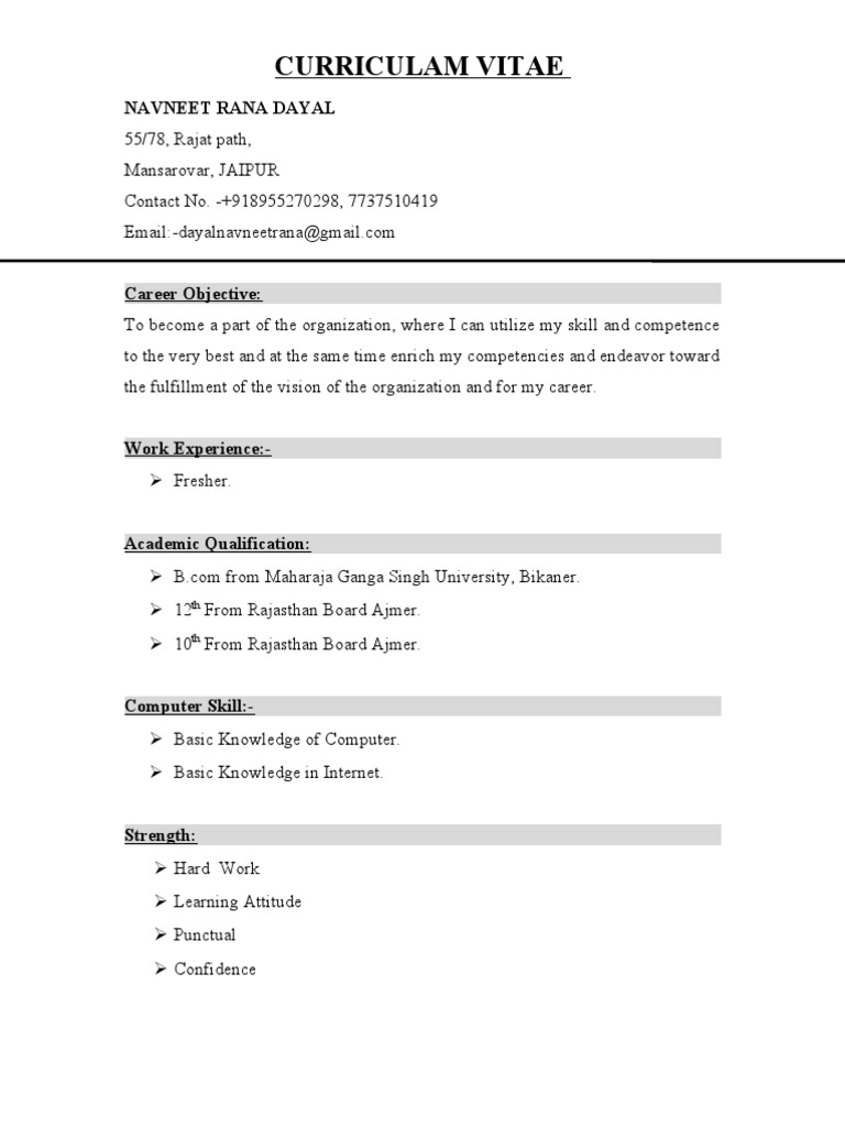 Curriculam Vitae: Navneet Rana Dayal | PDF | Career & Growth | Sports ...