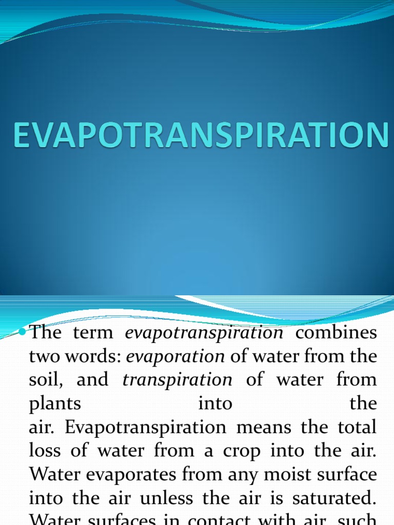 Eva Po Transpiration PDF Evapotranspiration Evaporation