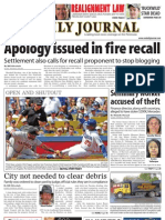 Apology Issued in Fire Recall: Rreeaalliiggnnmmeenntt Llaaww