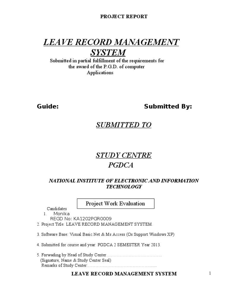 Leave Record Management System Report | PDF | Graphical User Interfaces ...