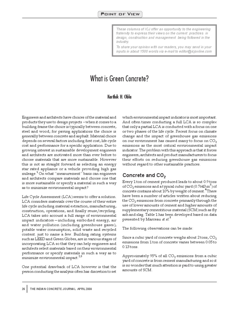 Understanding Green Concrete Practices | PDF | Life Cycle Assessment ...