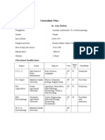 Curriculam Vitae of Principal Investigator