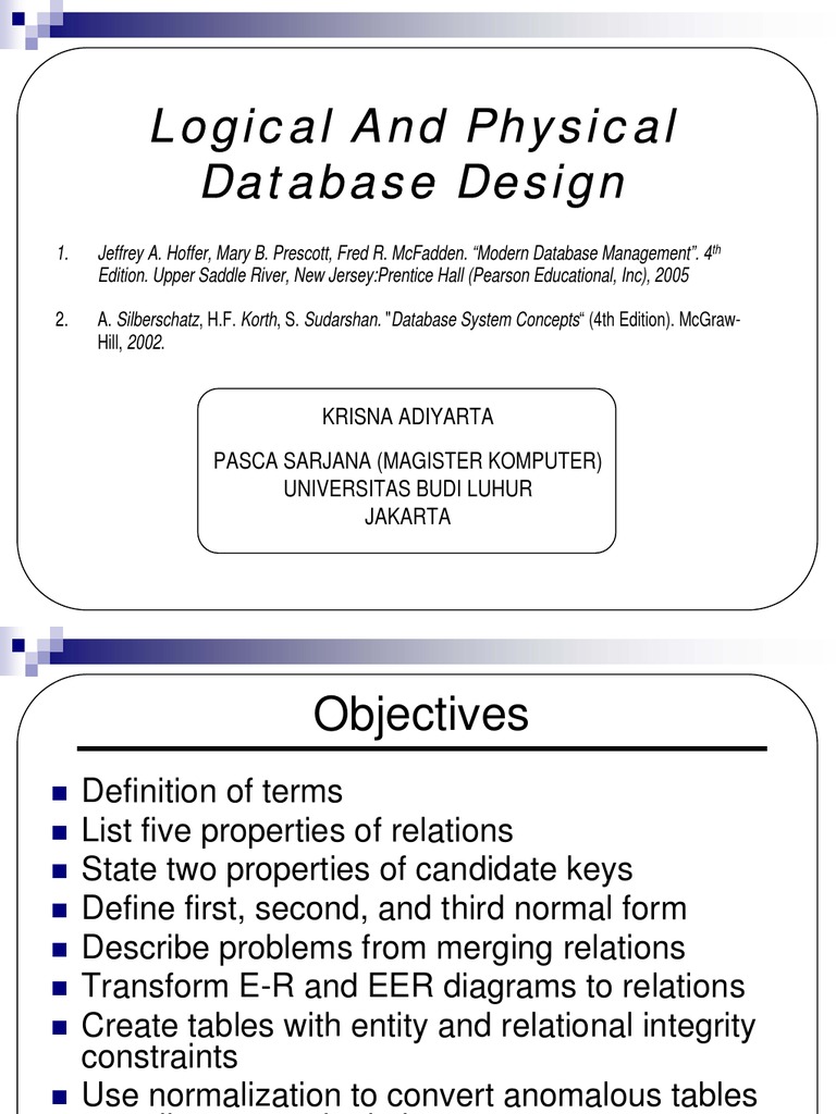 Logical And Physical Design Database Index Relational Database 