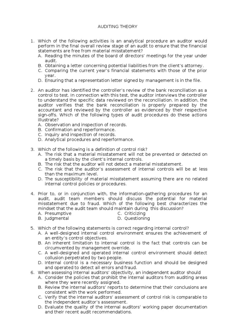 Key Concepts in Auditing Theory | PDF | Financial Audit | Certified ...