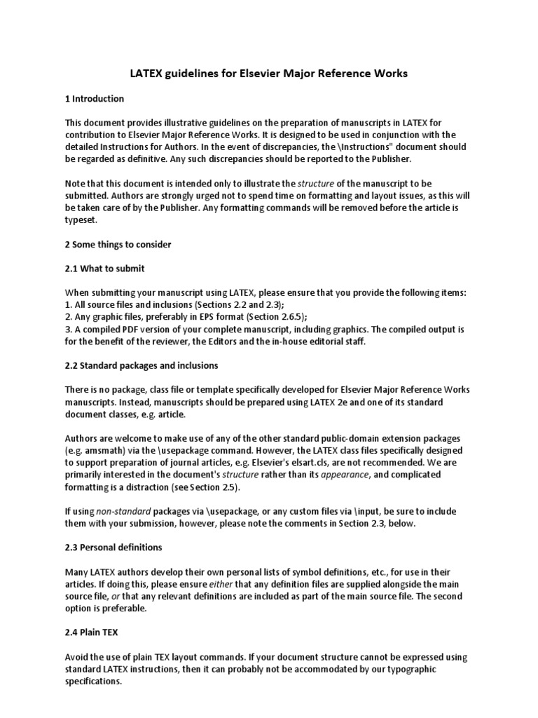 LATEX Guidelines For Elsevier Major Reference Works | PDF | Te X | Citation