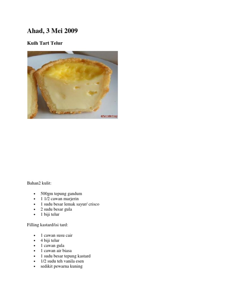 Resipi Tart Telur Pdf