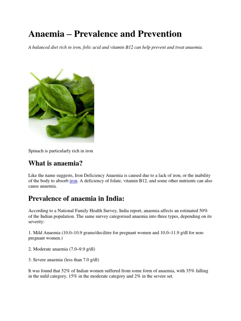 Anaemia: Prevalence and Prevention Tips | PDF | Anemia | Vitamin B12