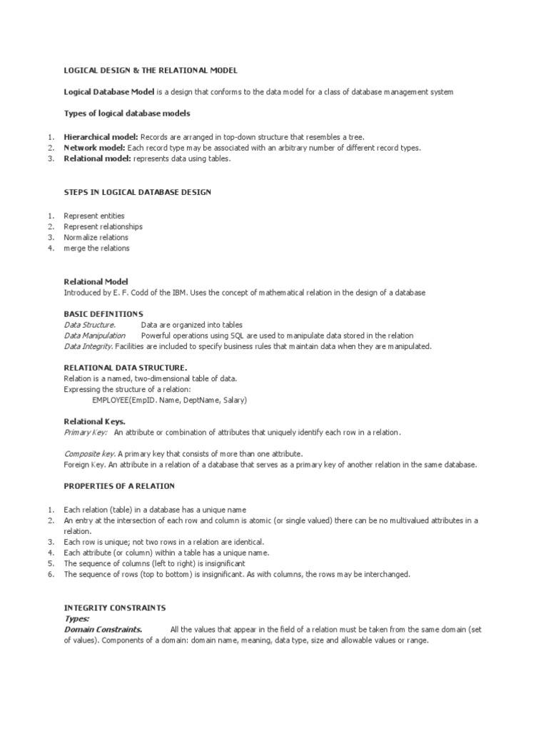 Logical Database Design Modeling | PDF | Relational Database ...