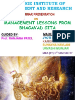 Management Lessons From Bhagavad Gita: Seminar Presentation