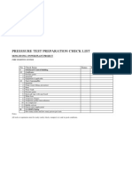 Presssure Test Preparation Check List: No. Check Items Status Remark