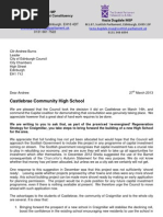 Bringing Forward A New Castlebrae School - Joint Letter From Sheila Gilmore MP and Kezia Dugdale MSP