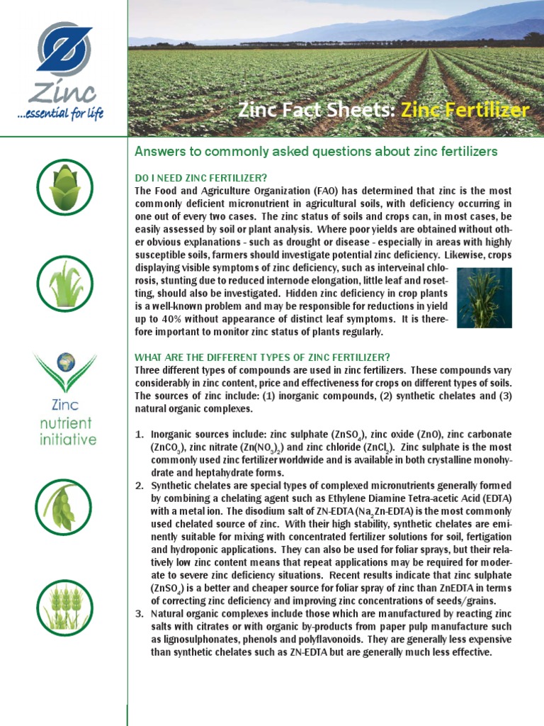 Fact Sheet Zinc Fertilizer Zinc (23 views)
