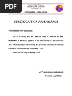 Certificate of Appearance