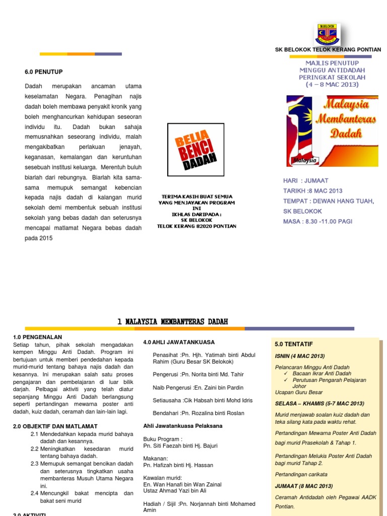 Contoh Program Antidadah Sekolah Rendah Pdf