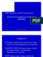 Lesson Lesson - 16: Comparison of Transistors 16: Comparison of Transistors