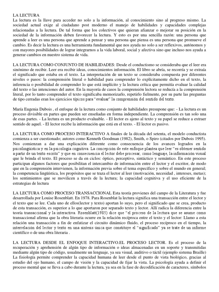 La Importancia de la Lectura en la Educación | PDF | Lectura (proceso ...