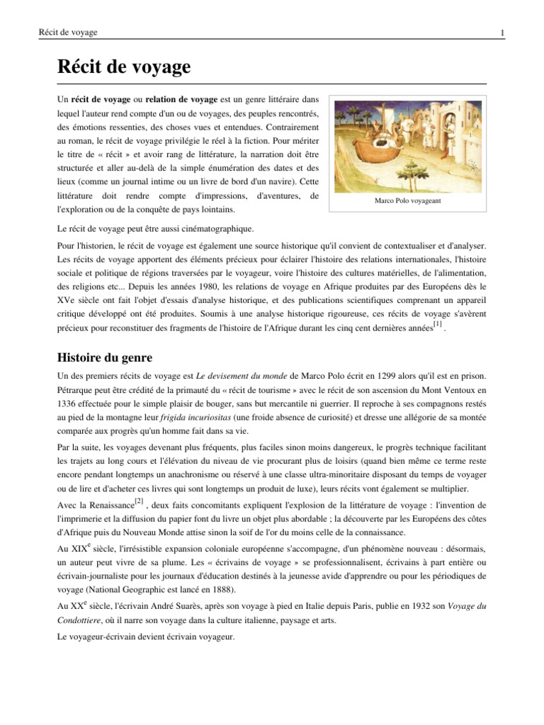 Exemple Récit Voyage – Le récit de voyage comme genre, mode et formes ...
