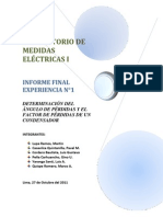 Determinación Del Ángulo de Pérdidas y Factor de Pérdidas de Un Condensador