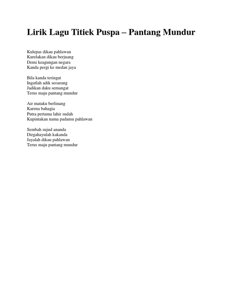 Lirik Lagu Titiek Puspa Pdf