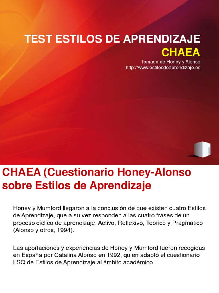 Test CHAEA: Estilos de Aprendizaje | PDF | Teoría | Aprendizaje