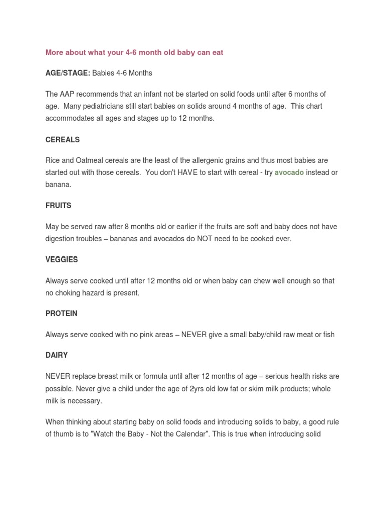 Food For Baby 4-6 Mnths | PDF | Infants | Breastfeeding