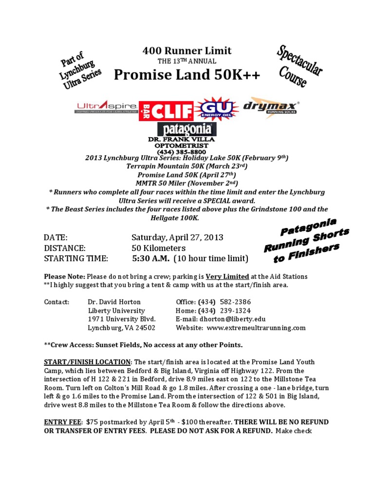 Promise Land 50k Application PDF Road Transport Transport
