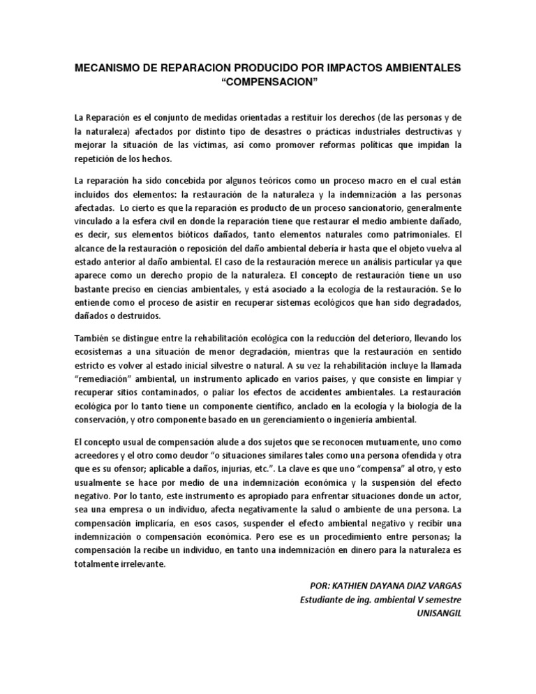 Mecanismo de Reparacion Producido Por Impactos Ambientales 