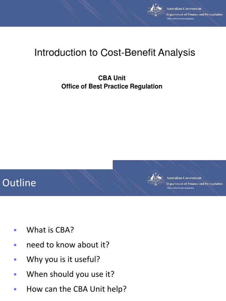 Introduction To CostBenefit Analysis (CBA) PDF CostBenefit