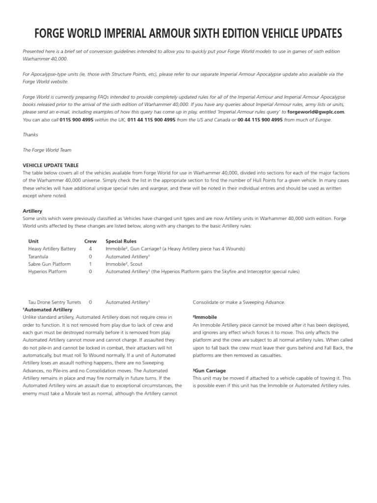 Forge World Vehicle Updates for 40K | PDF | Artillery | Military Science