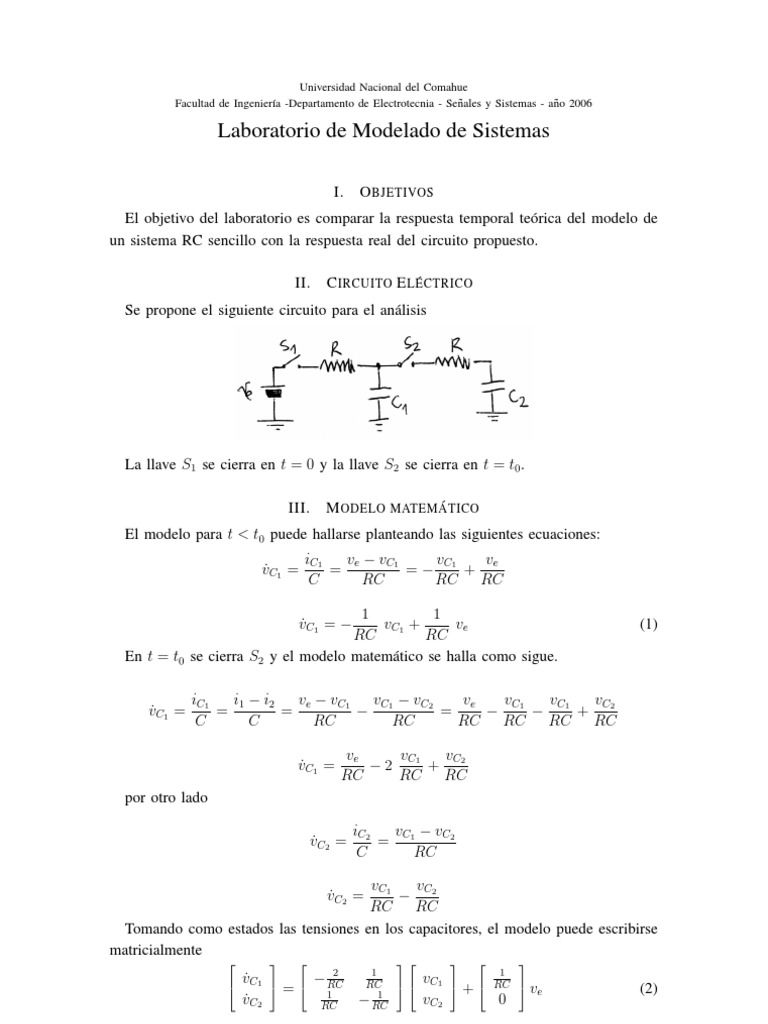 Circuito RC Modelado | PDF | Valores propios y vectores propios ...