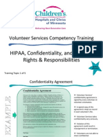 Volunteer Services Competency Training: HIPAA, Confidentiality, and Patients Rights & Responsibilities