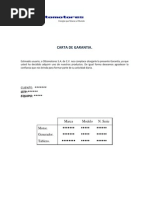 Carta de Garantia de Equipo de Aire Acondicionado  Aire 