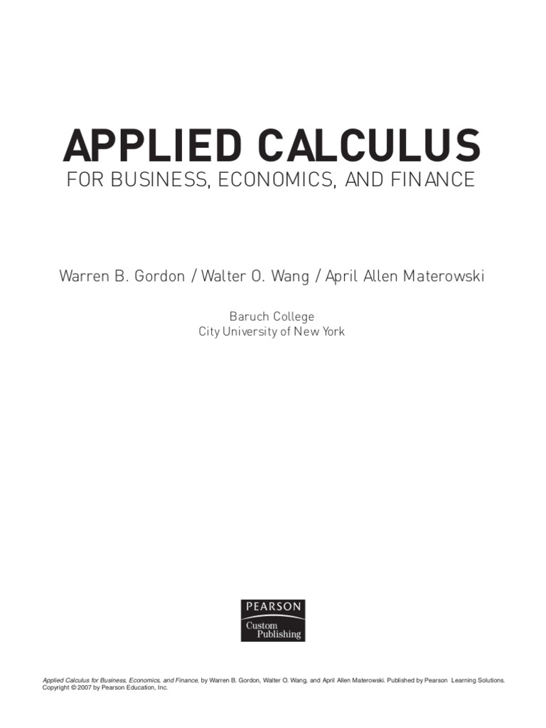 Applied Calculus For Business Gordon Pdf Integral Exponential Function
