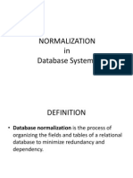 Normalization in Database Systems