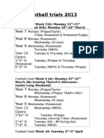 Barker Boys'' Football Trials Schedule 2013