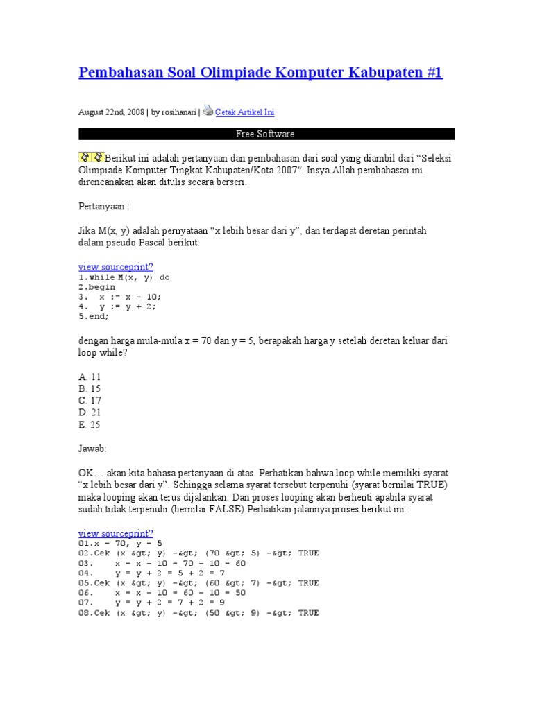 Pembahasan Soal Olimpiade Komputer