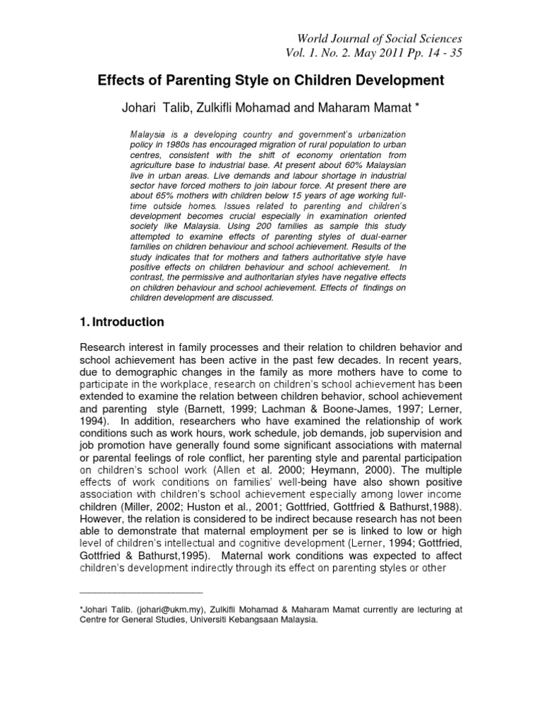 Parenting Styles and Child Development | PDF | Parenting | Relationships