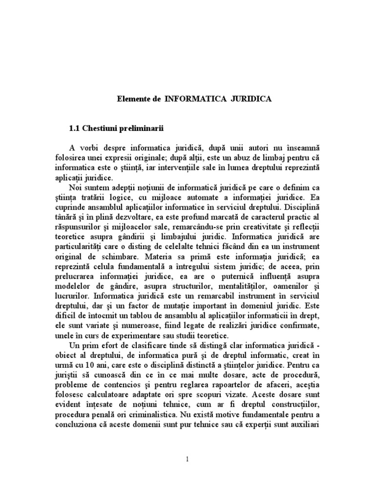 Elemente de Informatica Juridica | PDF