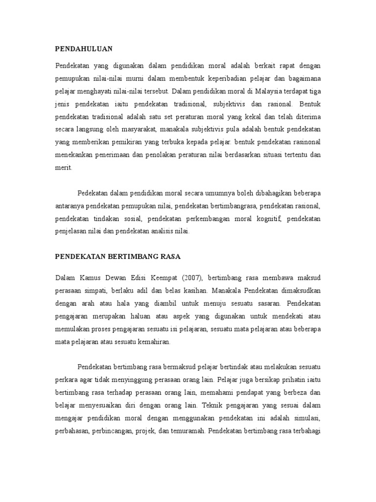 Pendekatan Moral Bertimbang Rasa Pdf