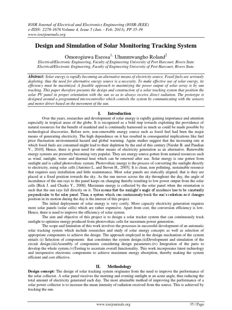 Solar Tracking System Design and Simulation | PDF | Technology ...