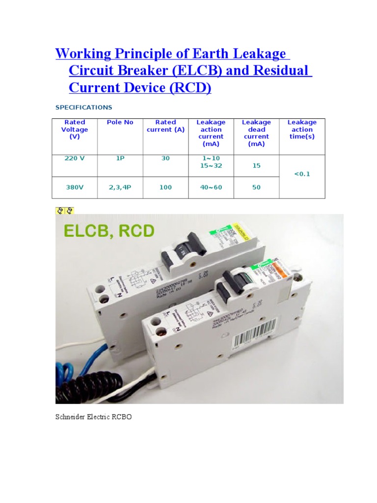 Earth Leakage Circuit Breaker Overview | PDF | Electrical Equipment ...