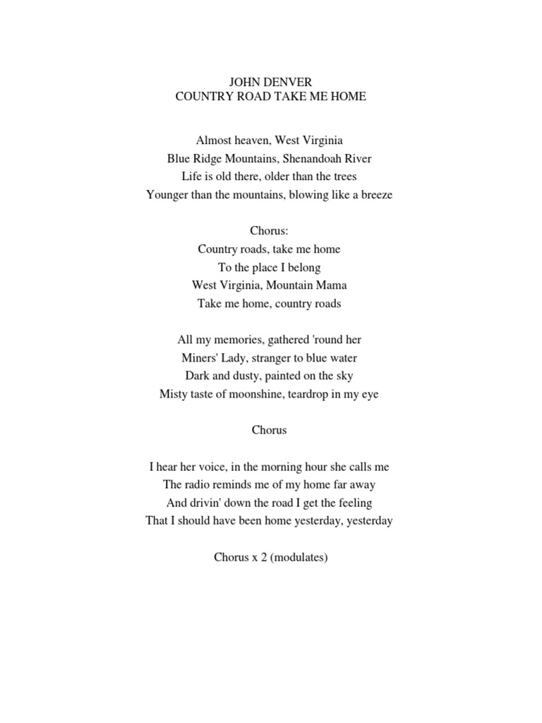 country road 歌詞