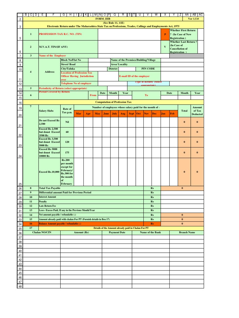 FORM-IIIB | Microsoft Excel | Taxes