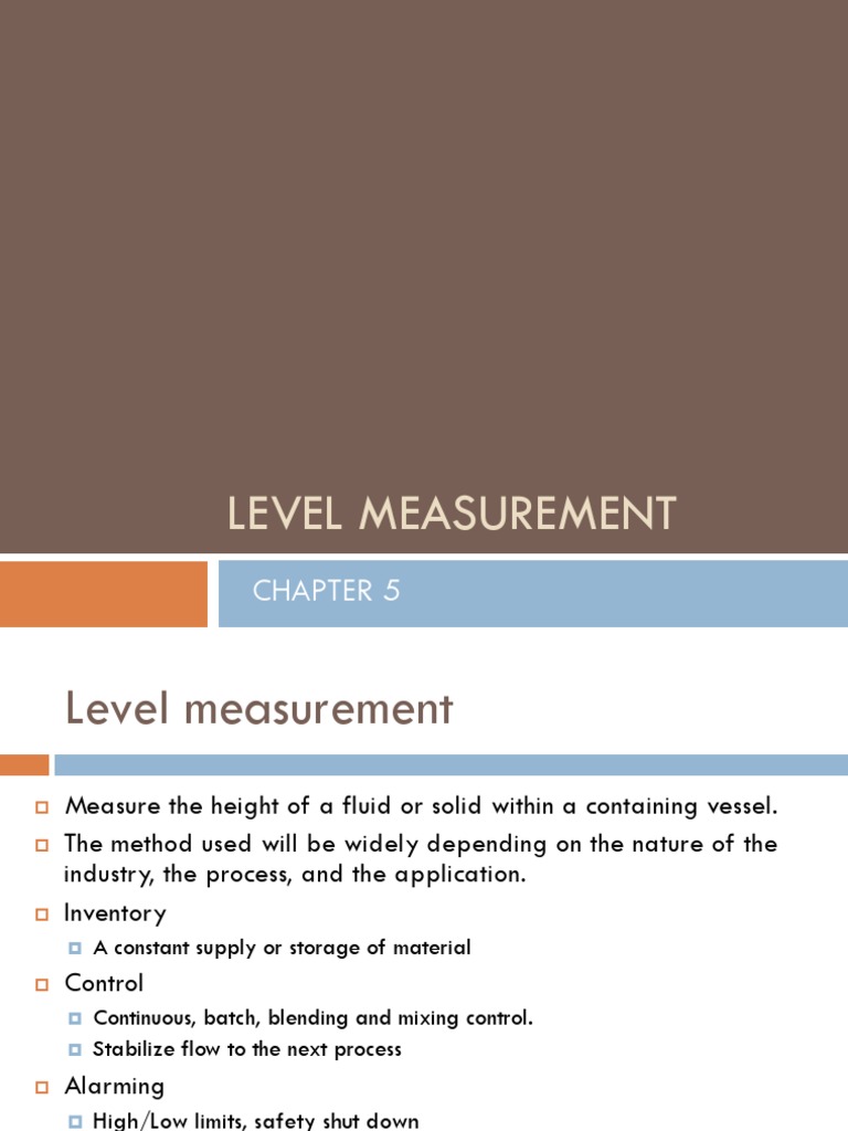 Level Measurement Techniques Overview | PDF | Capacitor | Pressure