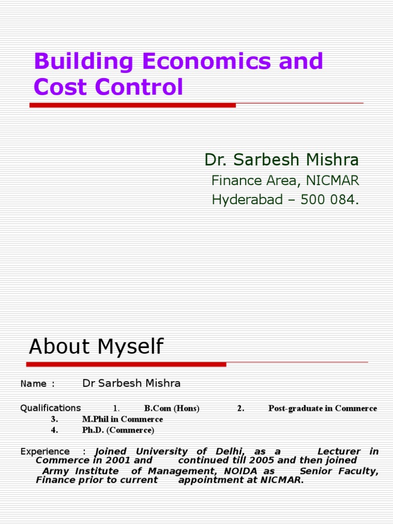Building Economics and Cost Control | PDF | Net Present Value ...