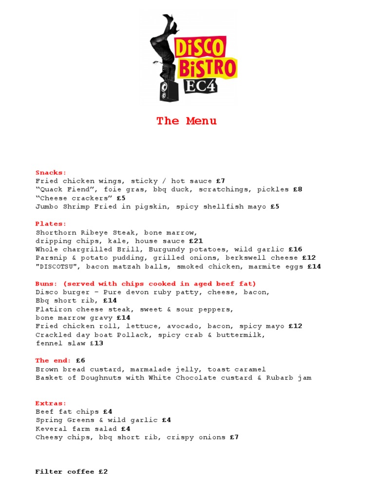 Disco Menu Highlights | PDF
